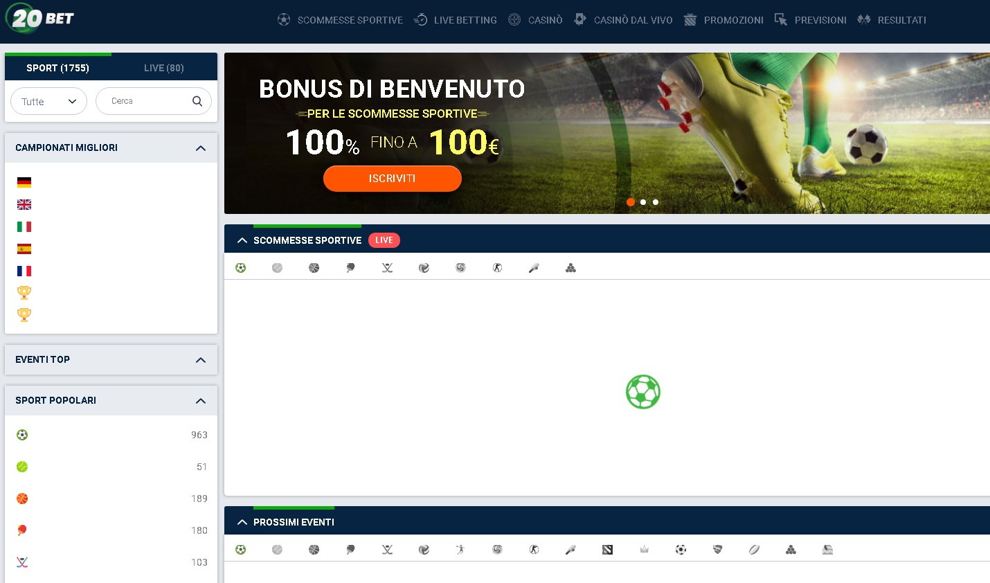 20bet scommesse